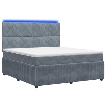 LED Boxspringbett mit Matratze Dunkelgrau 140 x 200 cm Samt