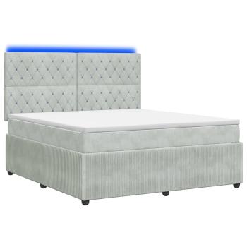 LED Boxspringbett mit Matratze Hellgrau 160 x 200 cm Samt