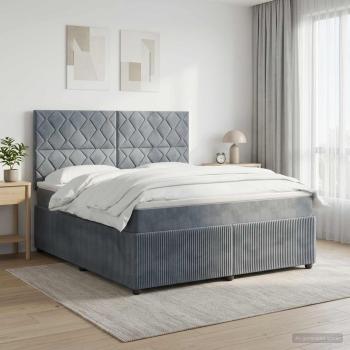 ARDEBO.de - LED Boxspringbett mit Matratze Dunkelgrau 160 x 200 cm Samt