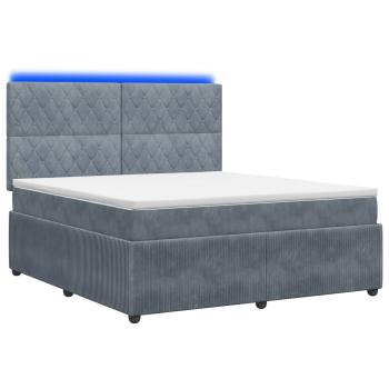 LED Boxspringbett mit Matratze Dunkelgrau 180 x 200 cm Samt