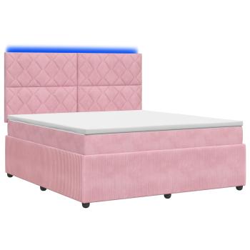 LED Boxspringbett mit Matratze Rosa 180 x 200 cm Samt