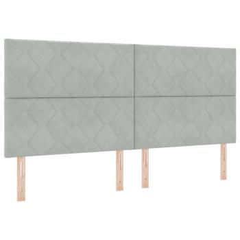 LED Boxspringbett mit Matratze Hellgrau 200 x 200 cm Samt