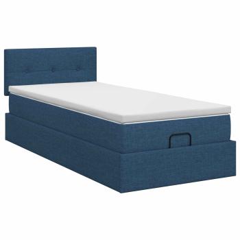 Ottoman Bett mit Matratze mit Kopfteil Blau 100 x 200 cm Stoff