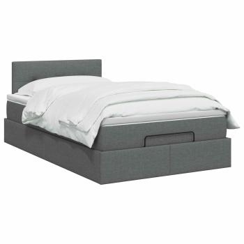 Ottoman Bett mit Matratze Dunkelgrau 120 x 190 cm Stoff