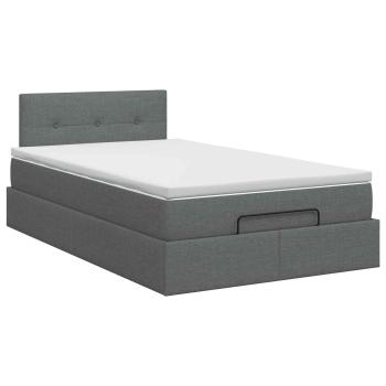 Ottoman Bett mit Matratze Dunkelgrau 120 x 190 cm Stoff