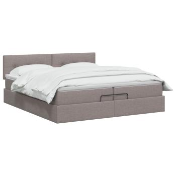 Ottoman Bett mit Matratze mit Kopfteil Taupe 200 x 200 cm Stoff