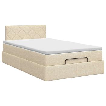 Ottoman Bett mit Matratze mit Kopfteil Creme 120 x 190 cm Stoff