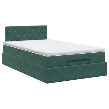 Ottoman Bett mit Matratze Dunkelgrün 120 x 190 cm Samt