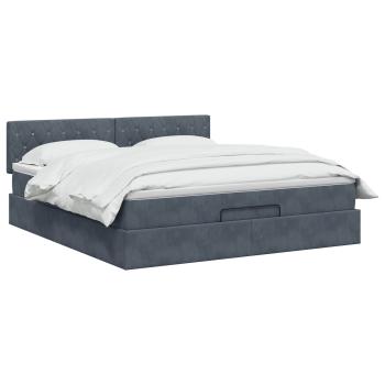 Ottoman Bett mit Matratze Dunkelgrau 140 x 190 cm Samt