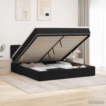 ARDEBO.de - Ottoman Bett mit Matratze Schwarz 140 x 190 cm Samt