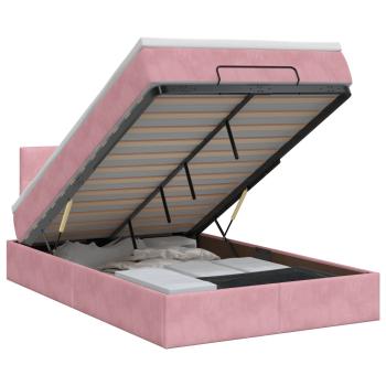 ARDEBO.de - Ottoman Bett mit Matratze mit Kopfteil Rosa 120 x 200 cm Samt