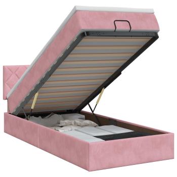 Ottoman Bett mit Matratze mit Kopfteil Rosa 80 x 200 cm Samt