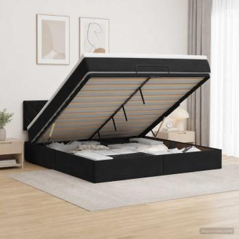 ARDEBO.de - Ottoman Bett mit Matratze Schwarz 140 x 190 cm Samt