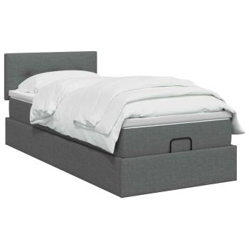 Ottoman-Bett mit Matratze und LED Dunkelgrau 80 x 200 cm Stoff