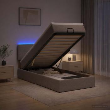 Ottoman-Bett mit Matratze und LED Taupe 100 x 200 cm Stoff