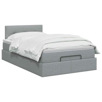 Ottoman-Bett mit Matratze und LED Hellgrau 120 x 190 cm Stoff
