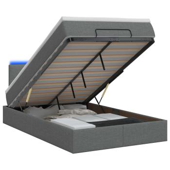 Ottoman-Bett mit Matratze und LED Dunkelgrau 120 x 190 cm Stoff
