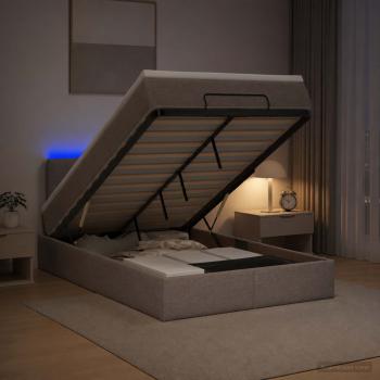 Ottoman-Bett mit Matratze und LED Taupe 120 x 190 cm Stoff