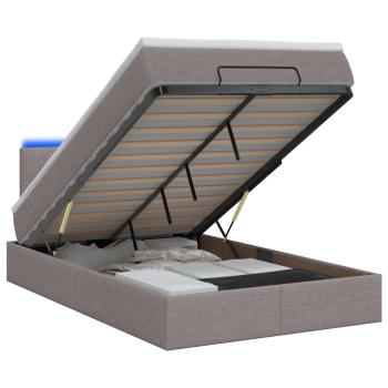 Ottoman-Bett mit Matratze und LED Taupe 120 x 200 cm Stoff