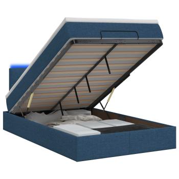 Ottoman-Bett mit Matratze und LED Blau 120 x 200 cm Stoff