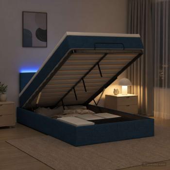 Ottoman-Bett mit Matratze und LED Blau 120 x 200 cm Stoff
