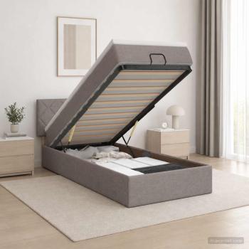 Ottoman-Bett mit Matratze und LED Taupe 80 x 200 cm Stoff
