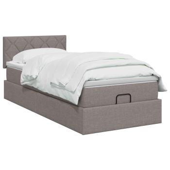 Ottoman-Bett mit Matratze und LED Taupe 90 x 190 cm Stoff