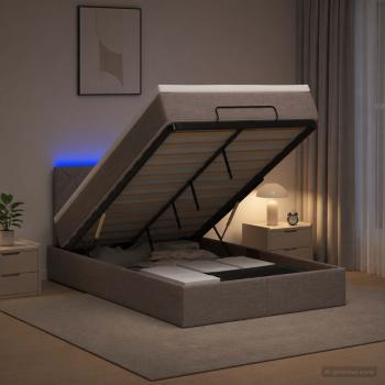 Ottoman-Bett mit Matratze und LED Taupe 120 x 190 cm Stoff