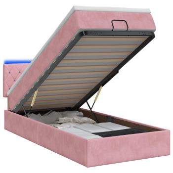 Ottoman-Bett mit Matratze und LED Rosa 100 x 200 cm Samt