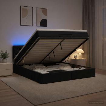 ARDEBO.de - Ottoman-Bett mit Matratze und LED Schwarz 160 x 200 cm Samt