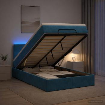 Ottoman-Bett mit Matratze und LED Dunkelblau 120 x 200 cm Samt
