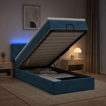ARDEBO.de - Ottoman-Bett mit Matratze und LED Dunkelblau 80 x 200 cm Samt
