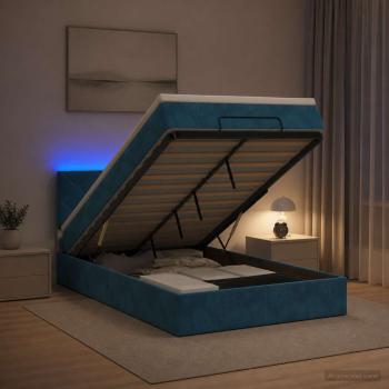 ARDEBO.de - Ottoman-Bett mit Matratze und LED Dunkelblau 120 x 200 cm Samt