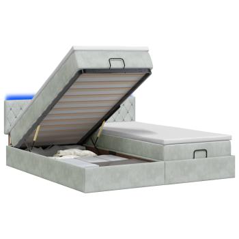 Ottoman-Bett mit Matratze und LED Hellgrau 160 x 200 cm Samt