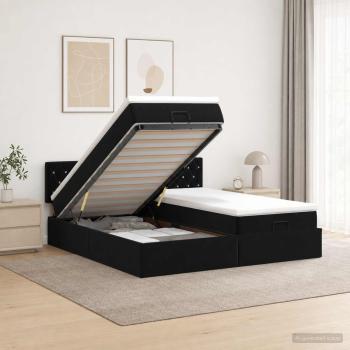 ARDEBO.de - Ottoman-Bett mit Matratze und LED Schwarz 160 x 200 cm Samt