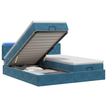 Ottoman-Bett mit Matratze und LED Dunkelblau 160 x 200 cm Samt