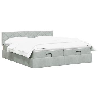 Ottoman-Bett mit Matratze und LED Hellgrau 160 x 200 cm Samt