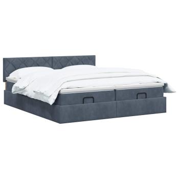 Ottoman-Bett mit Matratze und LED Dunkelgrau 180 x 200 cm Samt