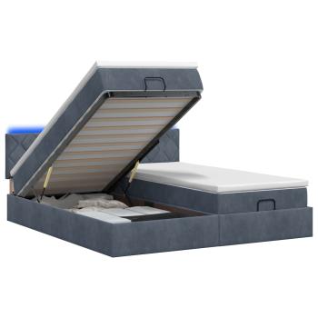 Ottoman-Bett mit Matratze und LED Dunkelgrau 200 x 200 cm Samt