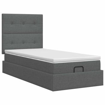 Ottoman Bett mit Matratze Dunkelgrau 100 x 200 cm Stoff