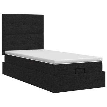 Ottoman Bett mit Matratze Schwarz 100 x 200 cm Stoff
