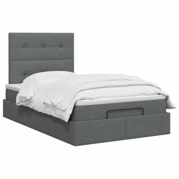Ottoman Bett mit Matratze Dunkelgrau 120 x 190 cm Stoff