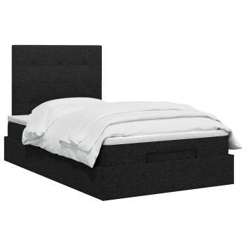 Ottoman Bett mit Matratze Schwarz 120 x 200 cm Stoff