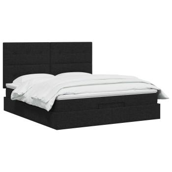 Ottoman Bett mit Matratze Schwarz 160 x 200 cm Stoff
