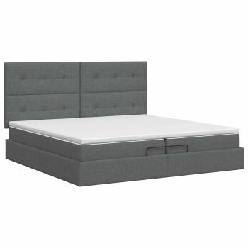 Ottoman Bett mit Matratze Dunkelgrau 200 x 200 cm Stoff