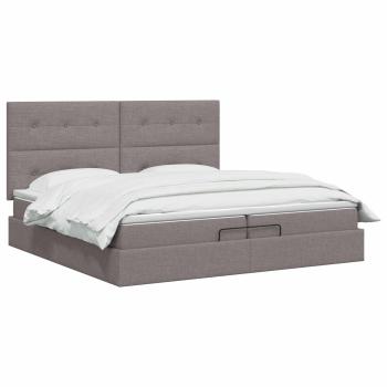Ottoman Bett mit Matratze mit Kopfteil Taupe 200 x 200 cm Stoff