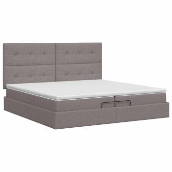 Ottoman Bett mit Matratze mit Kopfteil Taupe 200 x 200 cm Stoff