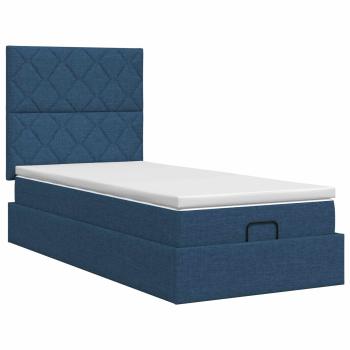 Ottoman Bett mit Matratze mit Kopfteil Blau 90 x 190 cm Stoff