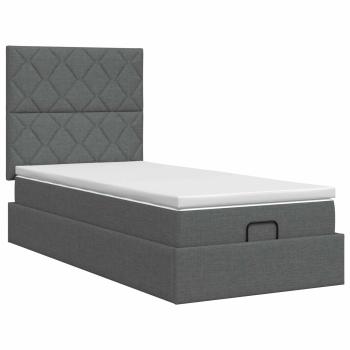 Ottoman Bett mit Matratze Dunkelgrau 100 x 200 cm Stoff