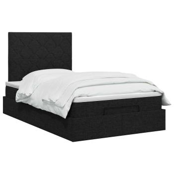 Ottoman Bett mit Matratze Schwarz 120 x 190 cm Stoff